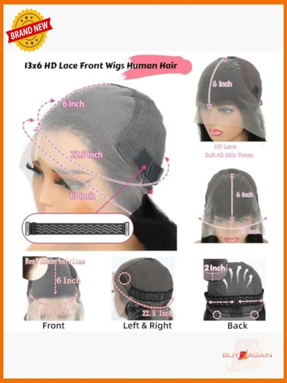 13x6 HD Lace Front Wig Human Hair 200 Density Straight Glueless